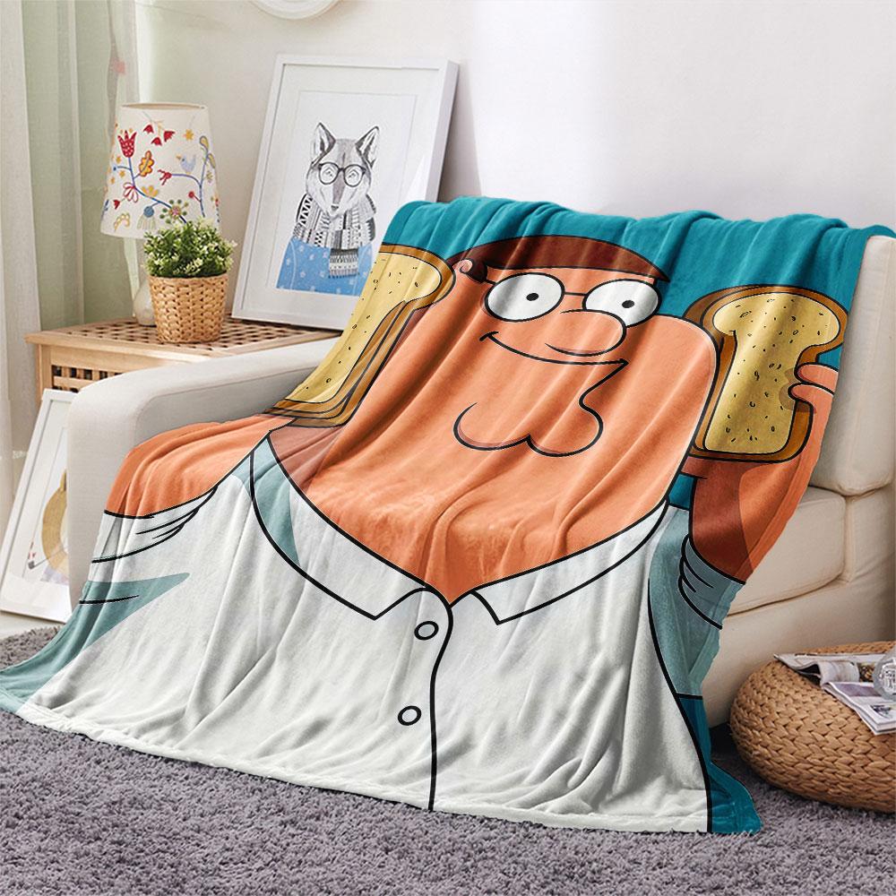 Peter Griffin Fun Printed Flannel Blanket, soft throw for bedroom sofa, washable, fan merchandise, great gift.