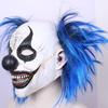 Realistic Latex Blue Hair Smiling Clown Mask Halloween Headgear Party Cosplay Scary Props 55KF