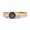 Garnet Round Three Stone Ring - 925 Sterling Silver Gold Vermeil