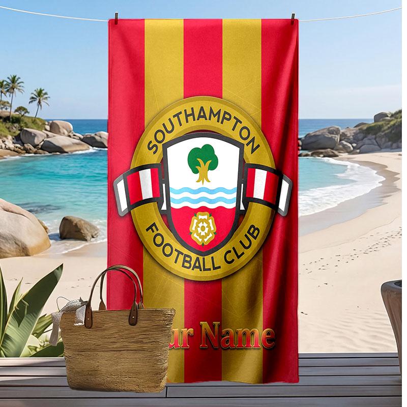 Southampton FC Personalisiertes Bedrucktes Strandtuch Fußballlogo Unterstützung Benutzerdefinierter Name Text Absorbierendes Handtuch Für Sport Reisen Besonderes Geschenk