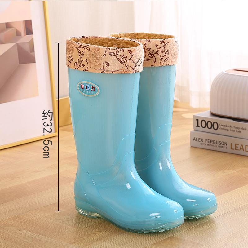 Long rain boots women's fashion rain shoes women's adult no lining high tube waterproof shoes quick-drying rubber shoes summer