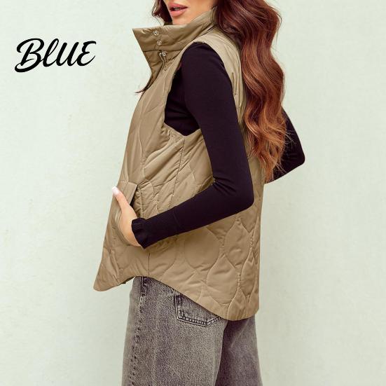 Cappotto Invernale Donna Colore Unico Spesso Senza Maniche Collo a Revers Gilet in Cotone Capo d'Abbigliamento Imbottito con Tasche