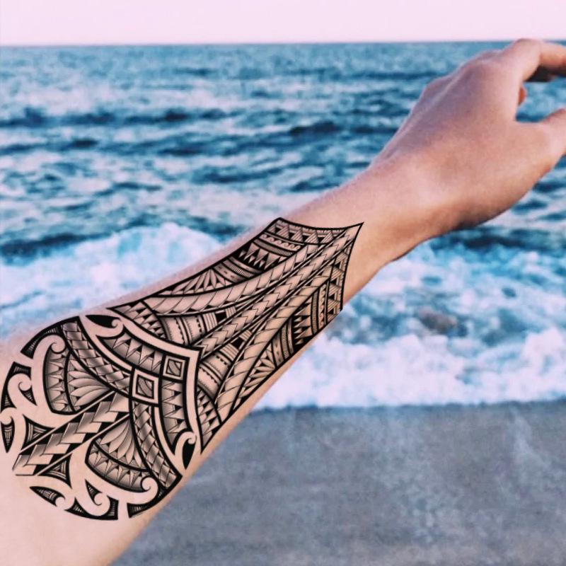 Yuanhua Waterproof Wolf Head Totem & Arabic Text Tattoo Stickers