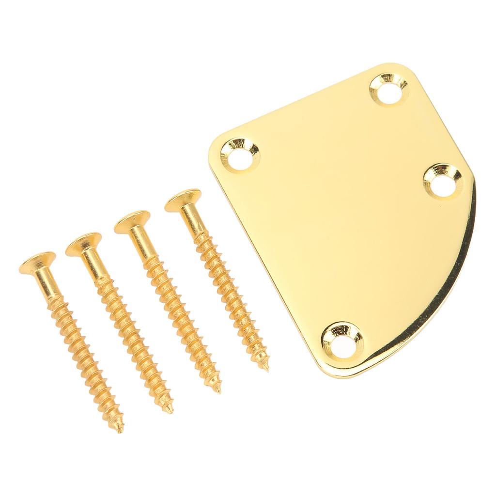 Gold Electric Guitar Neck Plate 4 Hole Curved Simple Installation Anti Scratch Neck Plate
