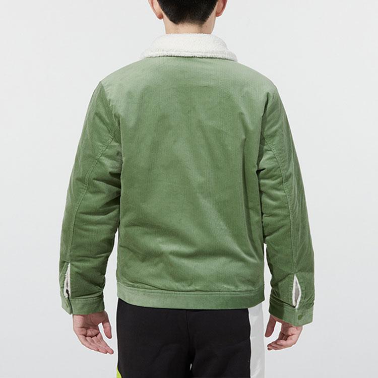 Puma Reversible Fleece And Corduroy Jacket With Embroidered Logo Men Outerwear Green 534751-67