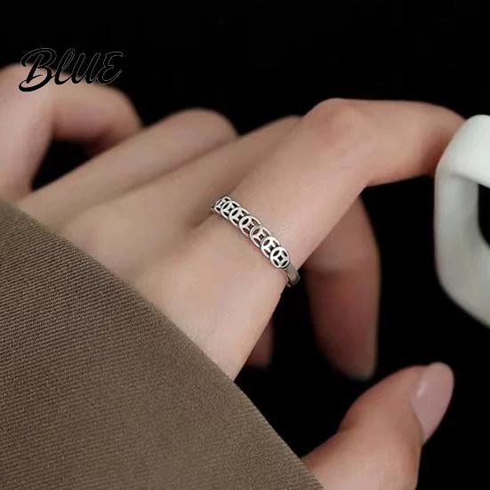 Fortune-Boosting Ring Women Hollow Copper Coin Shape Adjustable Opening Design