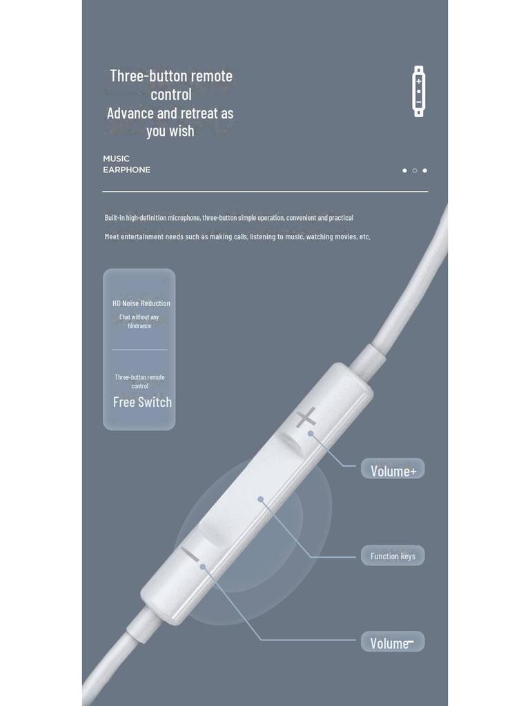 PISEN 3,5-mm-Semi-In-Ear-Kopfhörer mit Kabel für Apple- und Android-Geräte