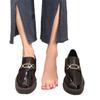 Metal chain platform spring and autumn black thick heel high heel retro British small leather shoes single shoes