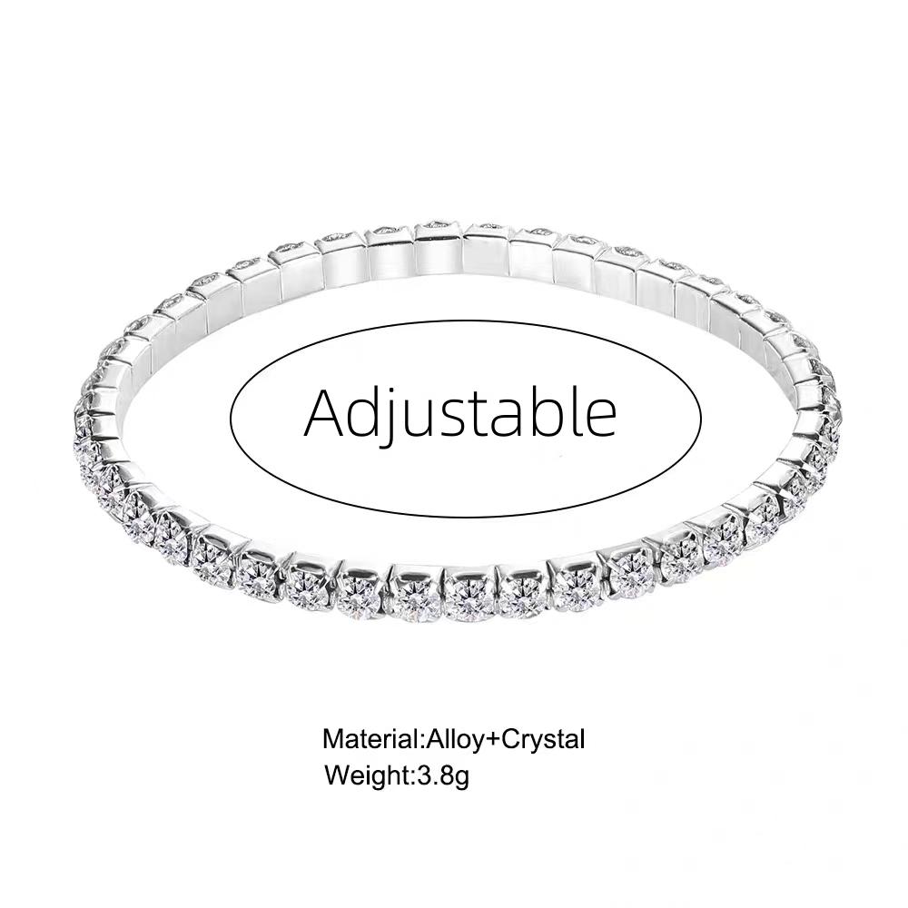 Single Row Elastic Bracelet Crystal CZ Bride Pulseira Sparkling Bangle for Women Zircon Best Friend Wedding Gift Lady Pulsera
