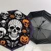 1pc Halloween Skulls Pumpkins Spider Web Umbrella with Plastic Handle,Suitable for All Seasons Home Travel Outdoor UmbrellaDD1508