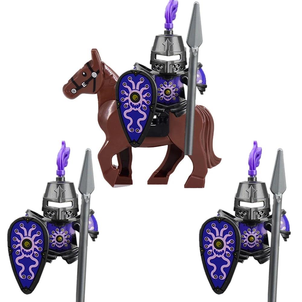 MOC Building Blocks Medieval Character Accessories Warhorses Militiamen Dragons Castles Knights Brick Gifts Toy Helmets Shields