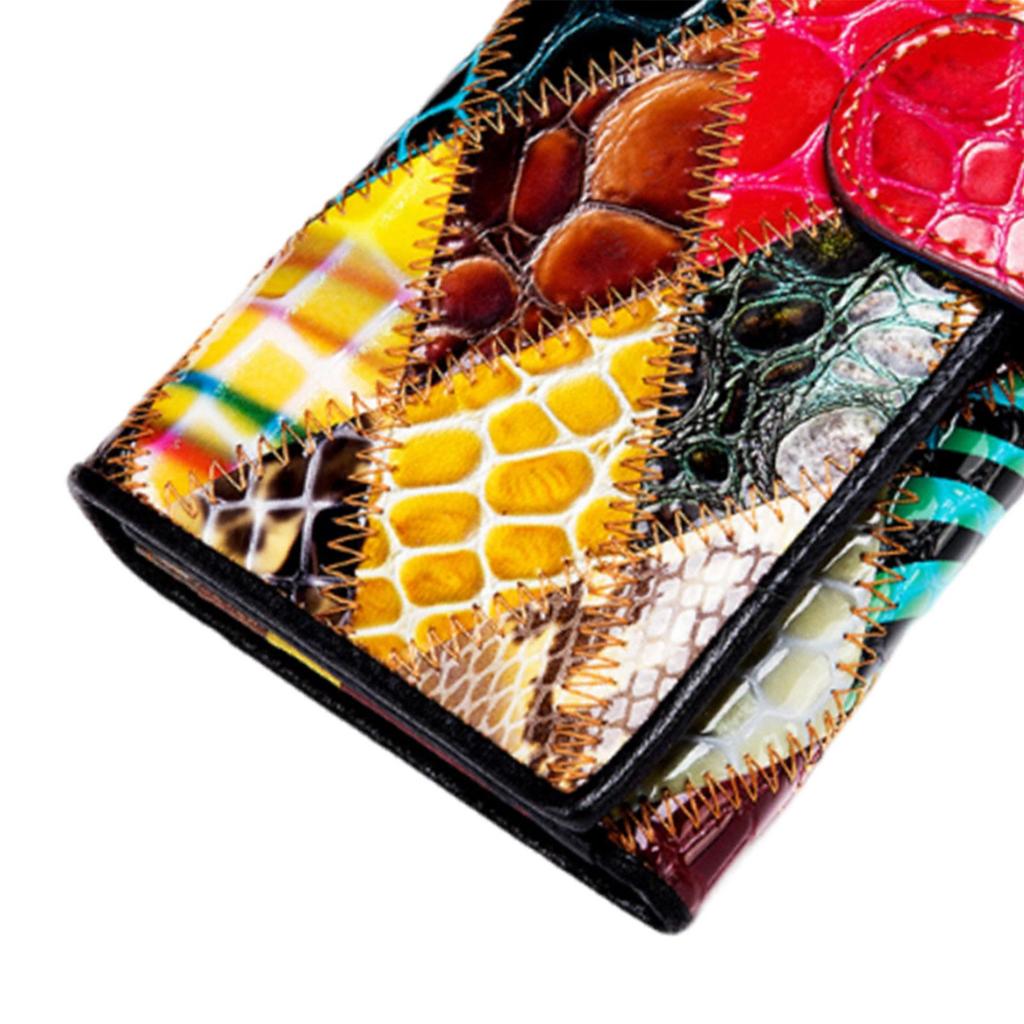 Leather Women Long Wallet Color Matching Purse Fashion Large Capacity Card Holder