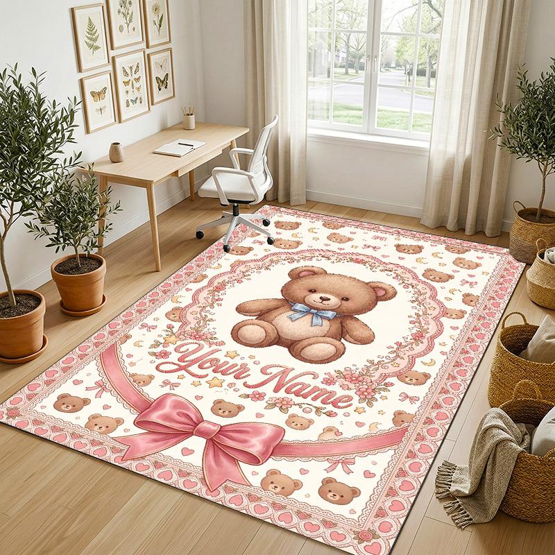 Sweet Treats Theme Soft Crystal Velvet Rug Custom Name & Text Print Non Slip Floor Rug for Bedroom Living Room