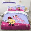 The Pink Panther2 Pattern Bedding Quilt Set  Home Decoration  Gift (1 * Duvet Cover + 2 * Pillowcase  Without Core)