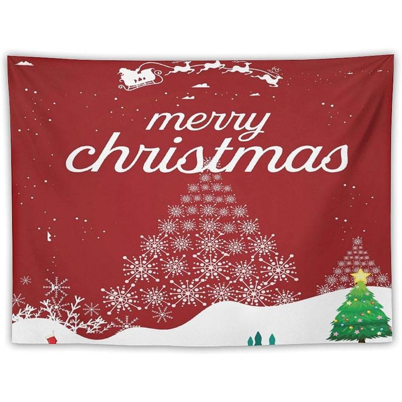 Christmas Snow Scene Party Background Wall Printed Tapestry Suitable For Home Decoration And Festive Atmosphere Christmas Decora
