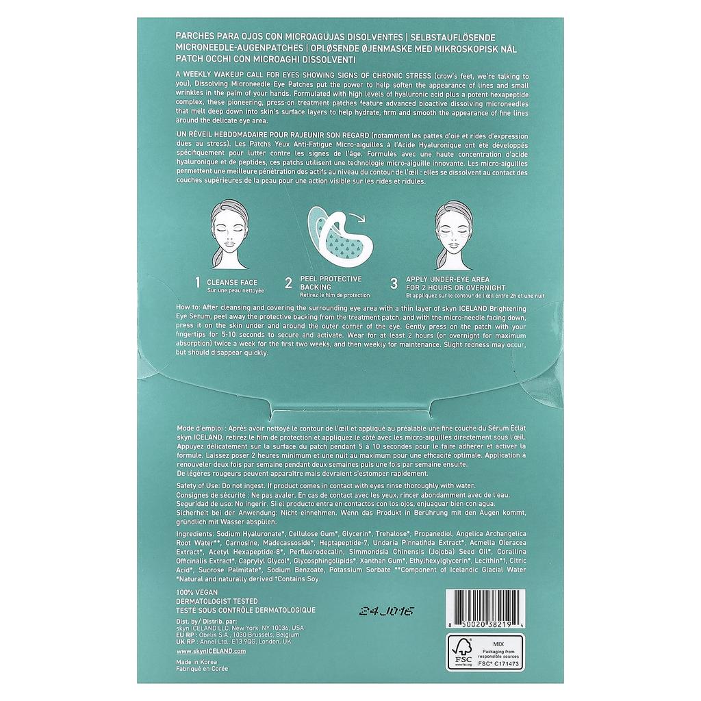 Skyn Iceland, Dissolving Microneedle Eye Patches, 5 Pairs, 0.460g (0.0016oz)