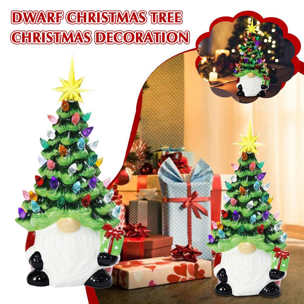 Newest Christmas Decoration Resin Gnome Xmas Tree Figurines Statue Ornaments Creative Dwarf Miniatures Desktop Decoration Crafts