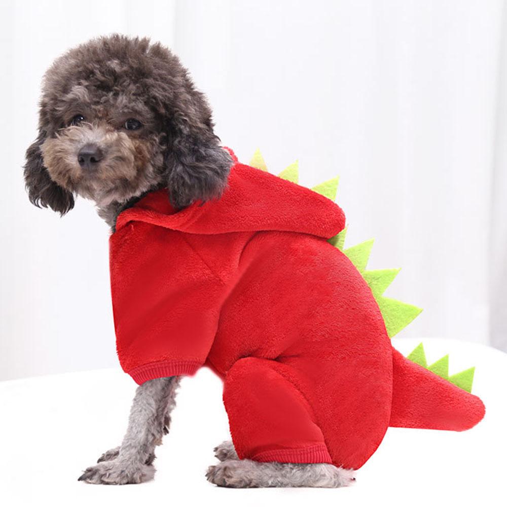 Pet Cat Clothes Puppy Dog Cat Funny Dinosaur Costume Winter Warm Plush Cat Coat Fleece Hoodies Sweater Small Dog Kitten Clothing