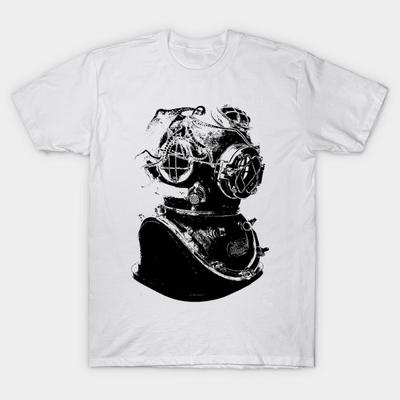 T-Shirt Damen Antiker Taucher Harajuku Druck Kawaii T-Shirt Sommer Kurzarm Damen T-Shirt Top Tee
