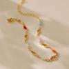 Women Fresh Style Gold Plated Color Crystal Rhombus Chain Holiday Bracelet