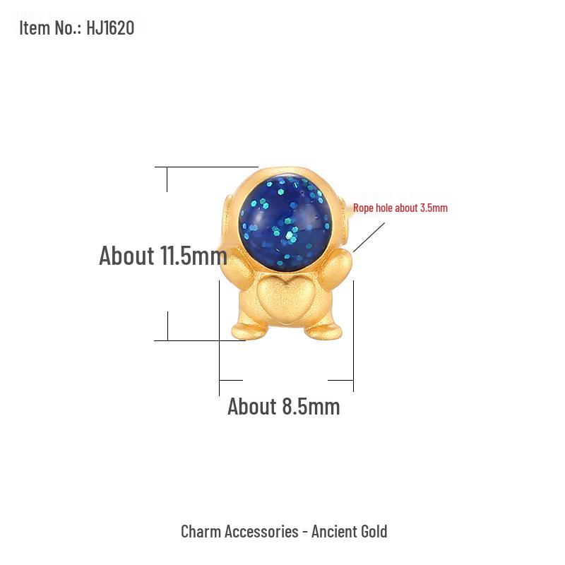 Goldener Sand Astronaut Weltraum Armband DIY Kit: Perlen, Planeten & Raumschiff-Anhänger