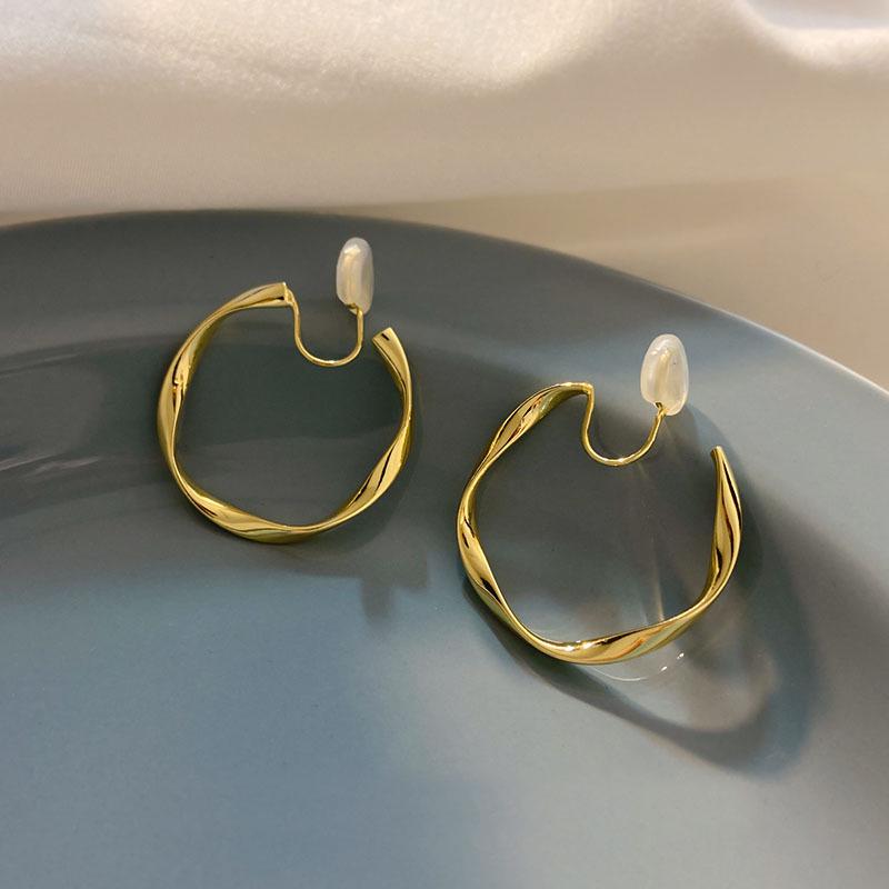 Retro Geometric 925 Silver Needle Metal Pattern Irregular Earrings - Exaggerated Cold Style