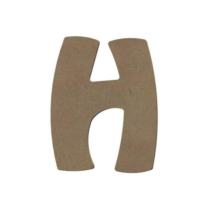 Lettre majuscule H en bois MDF à décorer - 8 cm - Blanc - Objet décoratif - Décoration murale