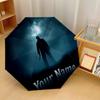 Custom Text Automatic 8 Bone Umbrella, Portable Sun Rain Protection UmbrellaHalloween Michael Myers