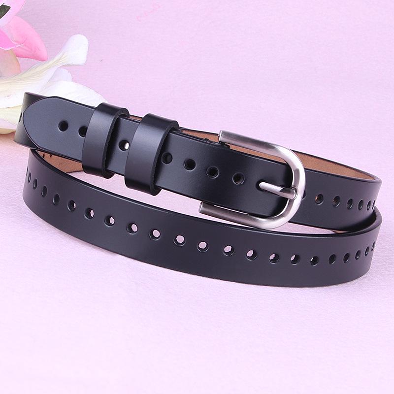 Women'S Hollow Leather Belt Women'S Pin Buckle Casual Women'S Belt Decorated Jeans Belt 628