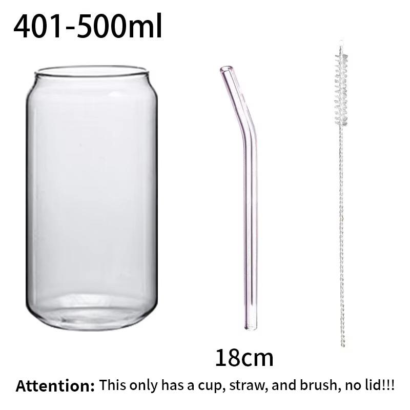 Creative Glass Cup Bamboo Lid Can Shape Tea Juice Milk Coffee Mug Glass Drinking Cup High Borosilicate Glass Durable Drinkware