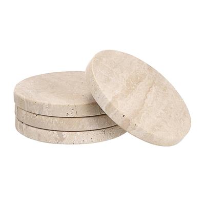 BSTKEY Marble Coasters, Round Coasters, Heat-Insulating Pads, Cup Stands, Non-Slip, Stylish, Set of 4, Yellow