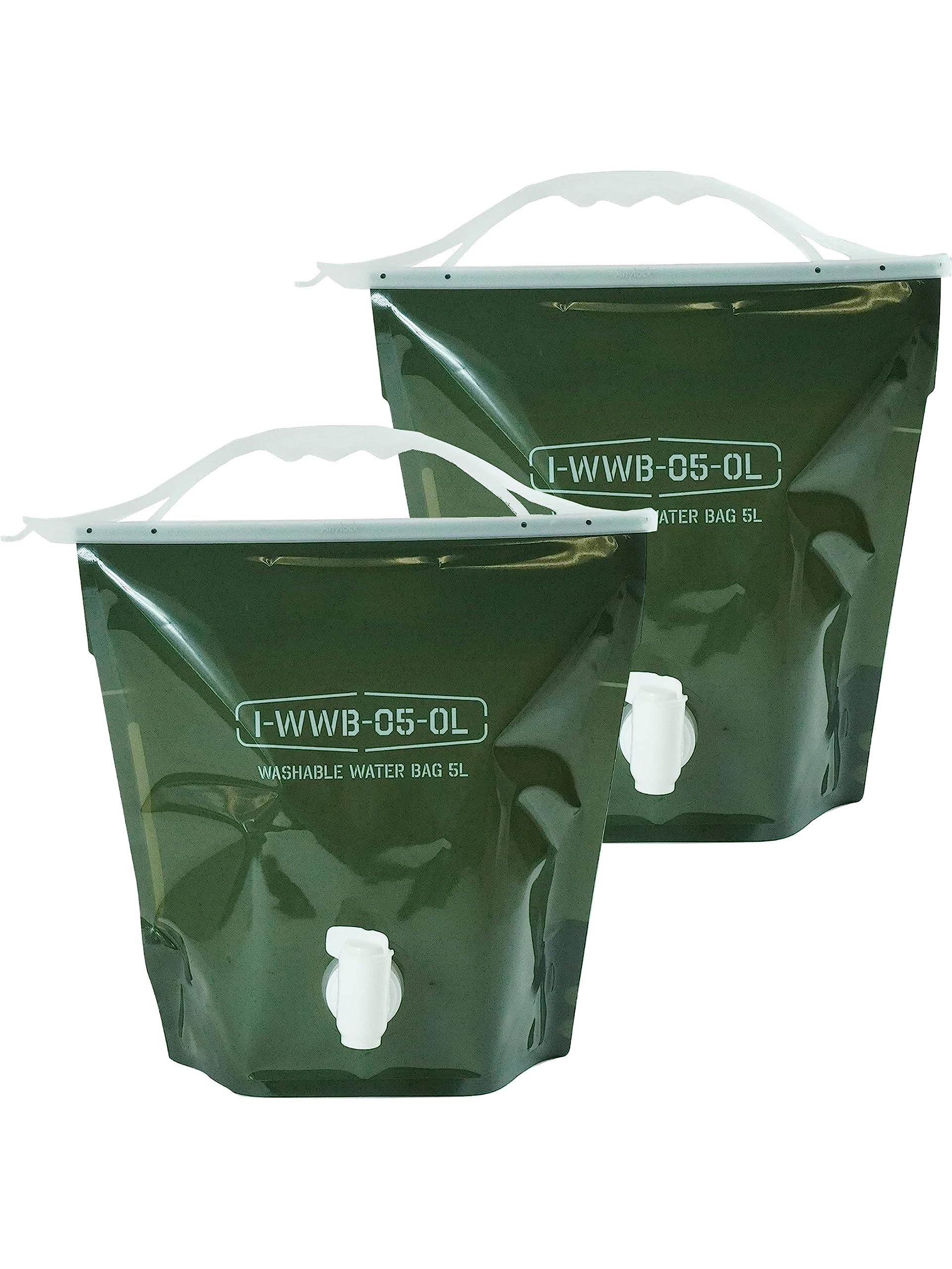 

Iwatani Materials Water Washable Water Set of Olive Comes with an Disaster Folds Compactly Tank, Bag, 5L, 2, Green, WWB-5OL, Washable, Dryable,
