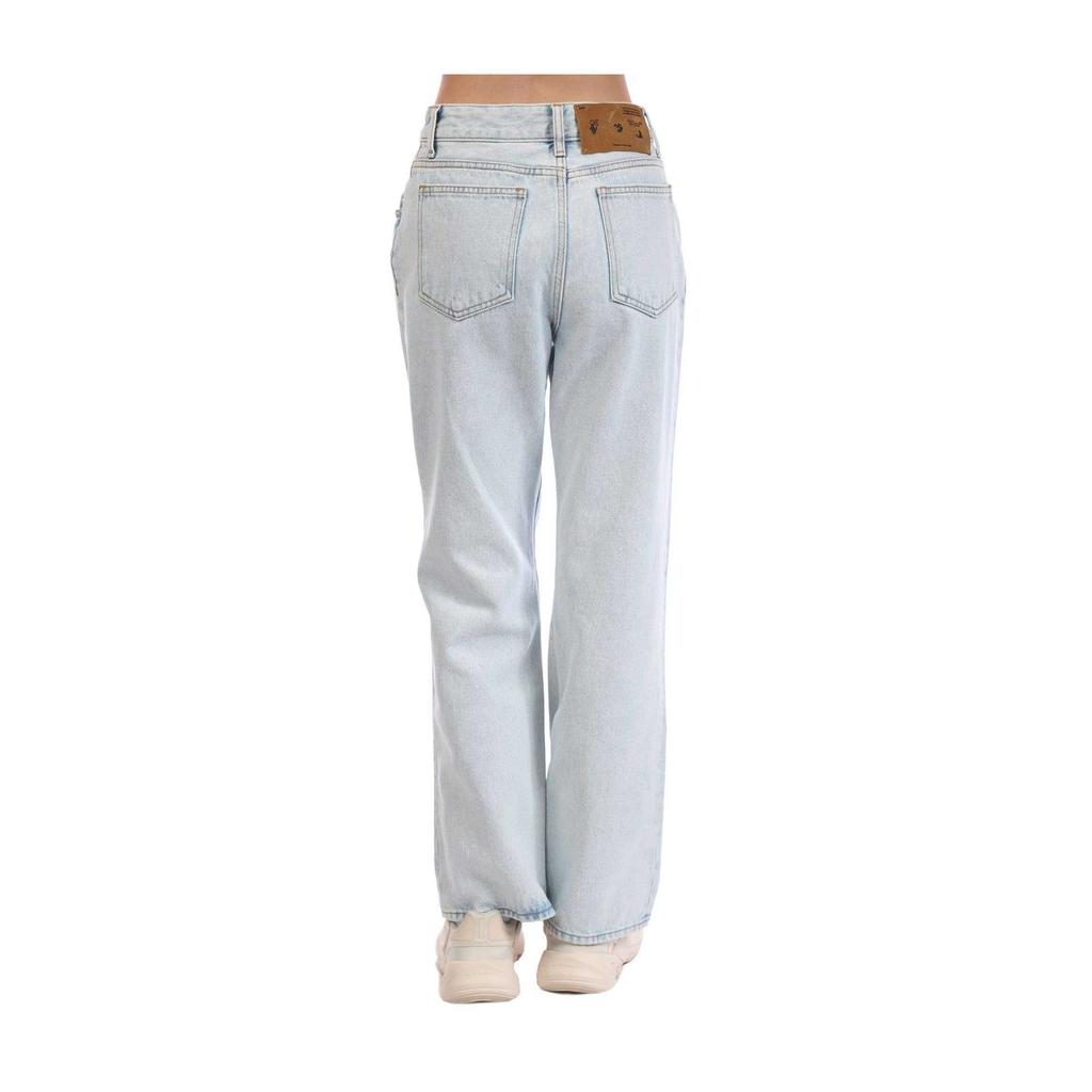Off White Womens/Ladies Corporate Flared Cropped Jeans