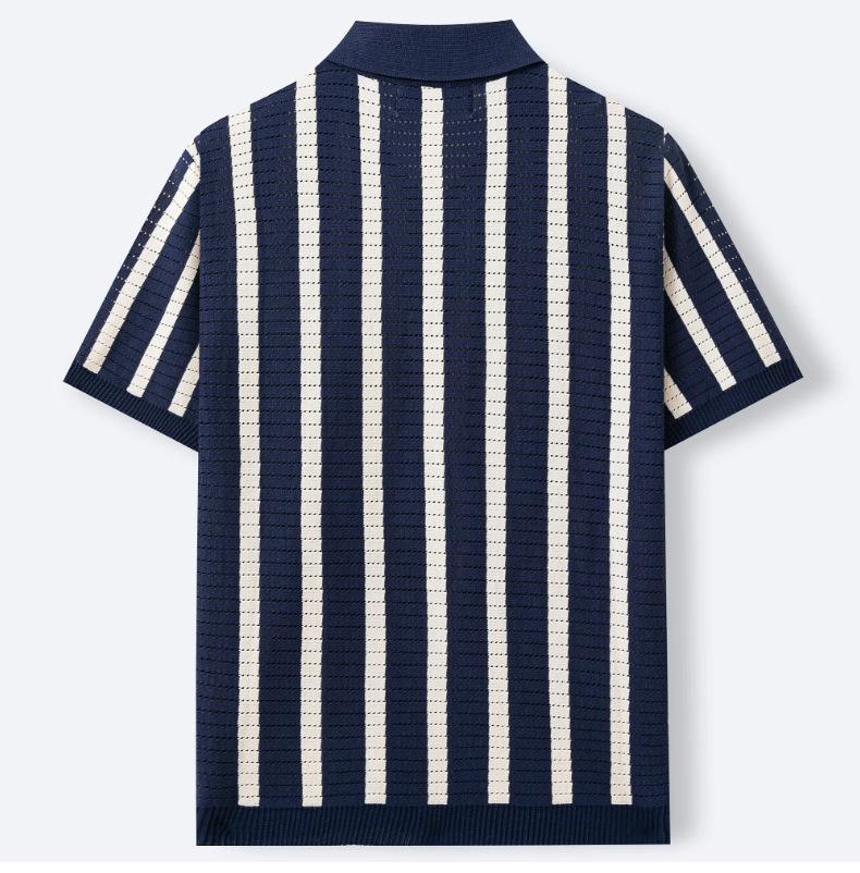 Men's Knit Short Sleeve Shirt Casual Button Down Shirt Vintage Knitted Golf Beach Collared Shirts Tops Crochet Hollow Out Summer Vacation Top for Men
