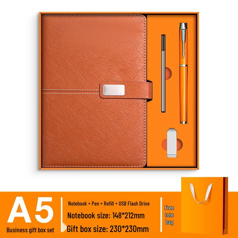 A5 Premium Geschenkset: Personalisierter Geschäftsnotizblock/Besprechungsprotokollant mit individuellem Logo.