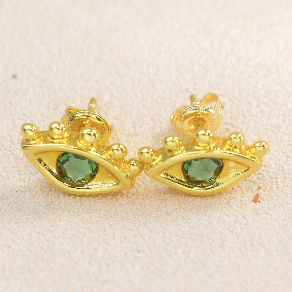 UNOde50 Gold & Silver Eye Stud Earrings - Light Luxury Wide Surface Design