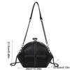 Solid Color Kiss Lock Handbag Chain Strap Large Capacity PU Leather Crossbody Bag Short Handle Clip Closure Clutch Shoulder Bag