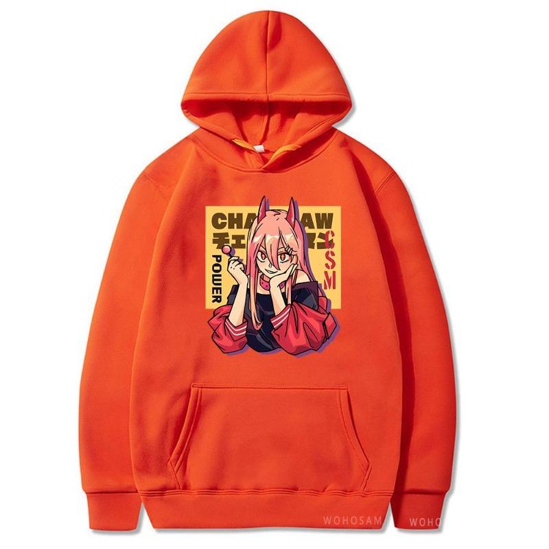 2026 Anime Power Chainsaw Man Makima Warm Hoodie Kawaii Girl Graphic Harajuku Cartoon Otaku Sweatshirt Autumn Winter Sweatshirt