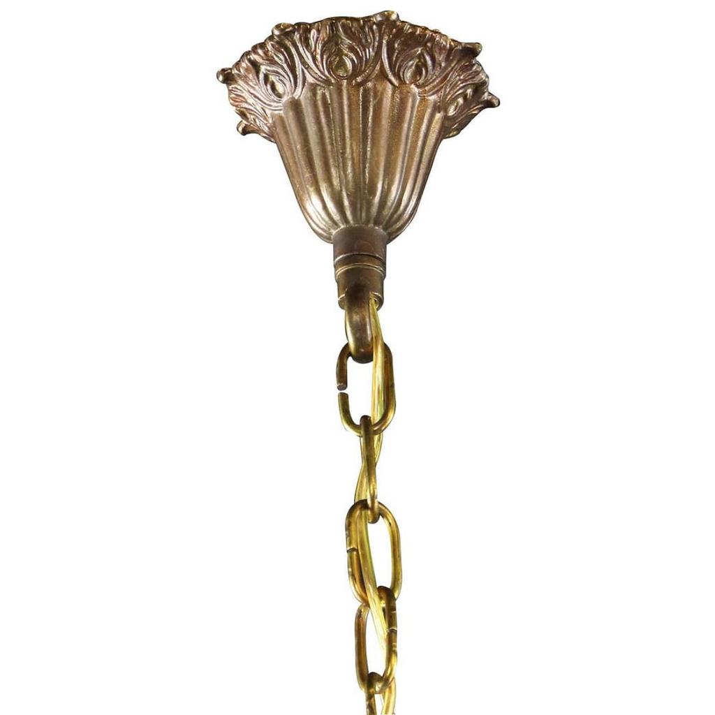 Vintage 1950s Rococo Chandelier 8 Light Antique Brass Copper Ceiling Light Fixture Luxury Home Decor