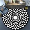 Black  White Round Floor Mat – Machine Washable Indoor Rug for Bathroom, Living Room  Bedroom