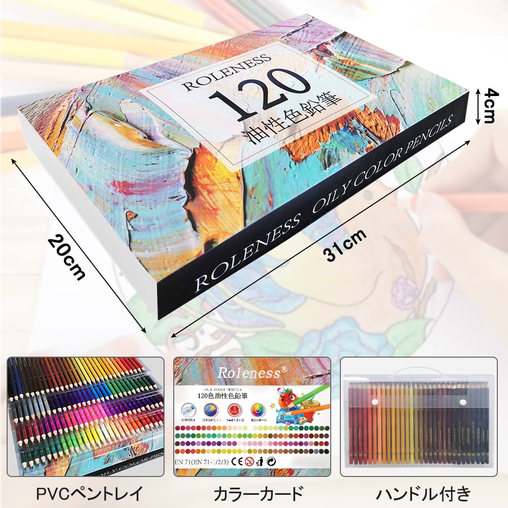 Roleness Colored Pencils for Kids and Coloring Book Set for Beginners and Soft Core Storage and Pencil Sharpener 120-Color Oil-Based Adults,