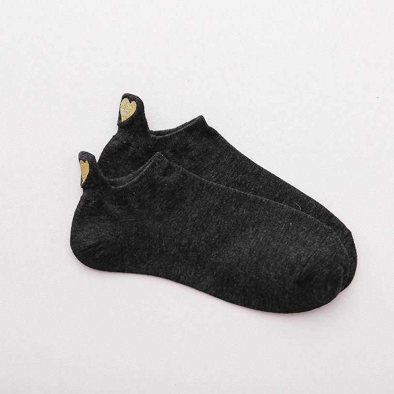 Women Cotton Ankle Socks New Fashion Spring Color Novelty Girls Cute Heart Embroidery Casual Funny Short Socks
