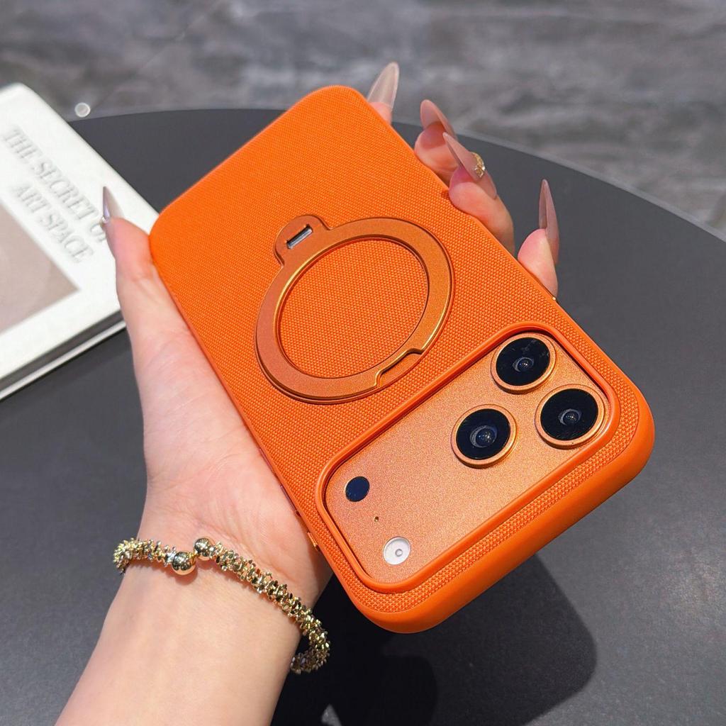 Compatible iPhone 17 Pro Max Magnetic Rotating Stand Case with Tech Fabric and Drop Protection.