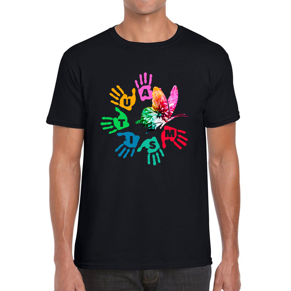

Autism Awareness Butterfly Peace Lover Autism Rainbow Be Kind Acceptance Autism Support Mens Tee Top S