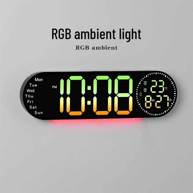 RGB LED Digital Wall Clock - Large Screen, Color Changing, Multifunctional for Living Room