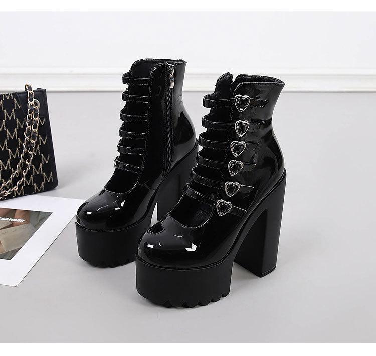 2025 14Cm Sweet Wind Patent Leather Thick Heel Waterproof Table High Heels Catwalk Height High Sexy Shoes ZYW-831-40