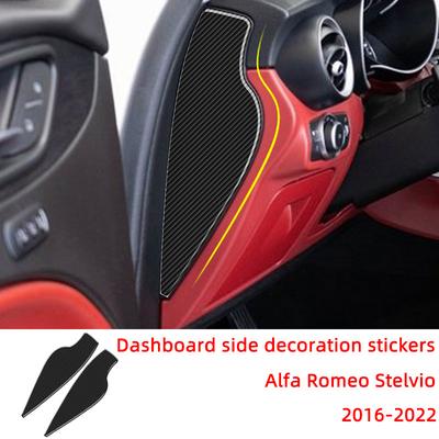 Dashboard Sides Decoration Patch Carbon Fiber Car Stickers For Alfa Romeo Stelvio 2016- Interior Accessories