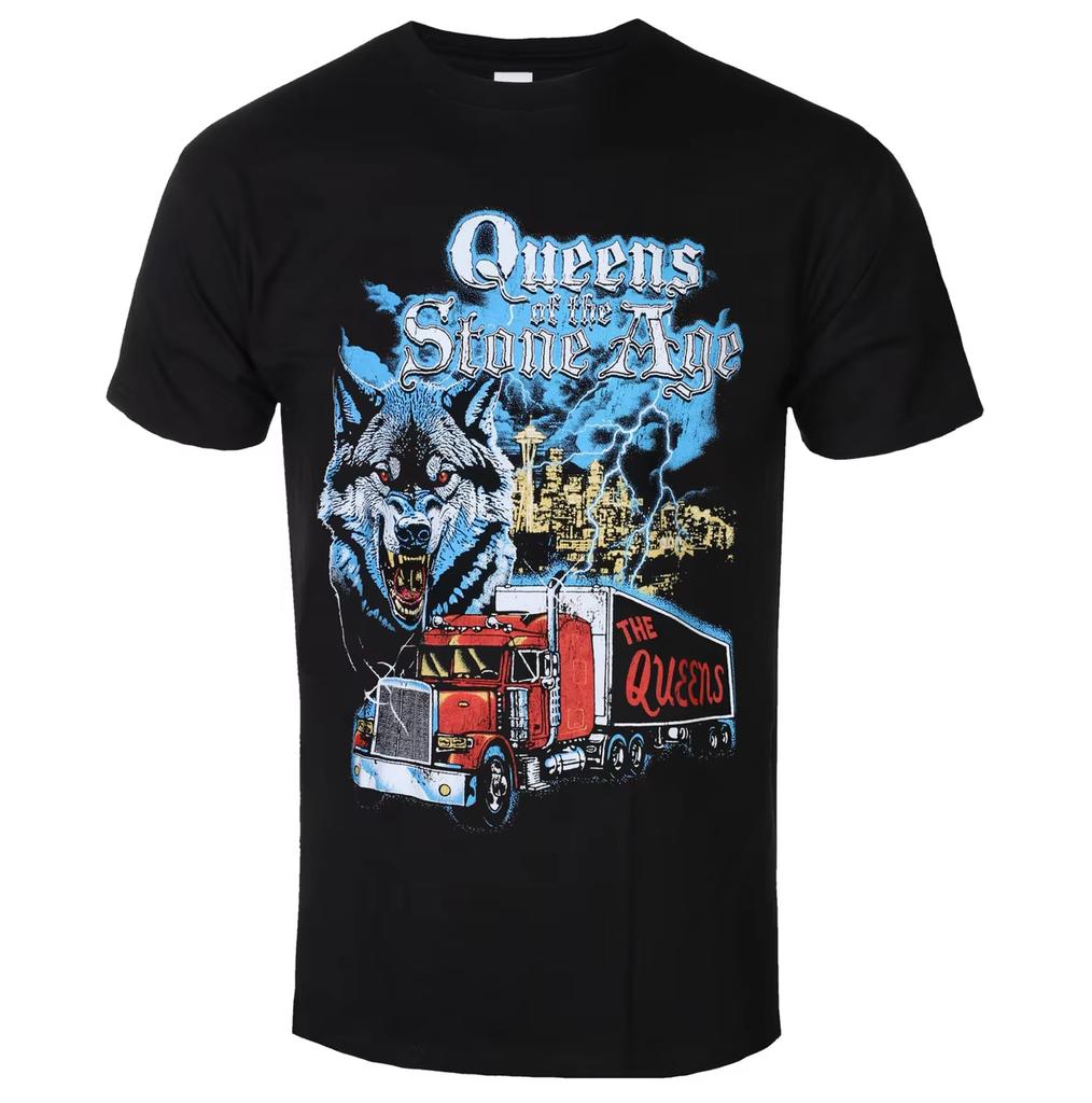 Unisex Short Sleeve Fashion Brand Tee Summer Queens of The Stone Age Graphic Cotton T-shirt Hip Hop Streetwear Oversized Tshirt Short Sleeve Casual
