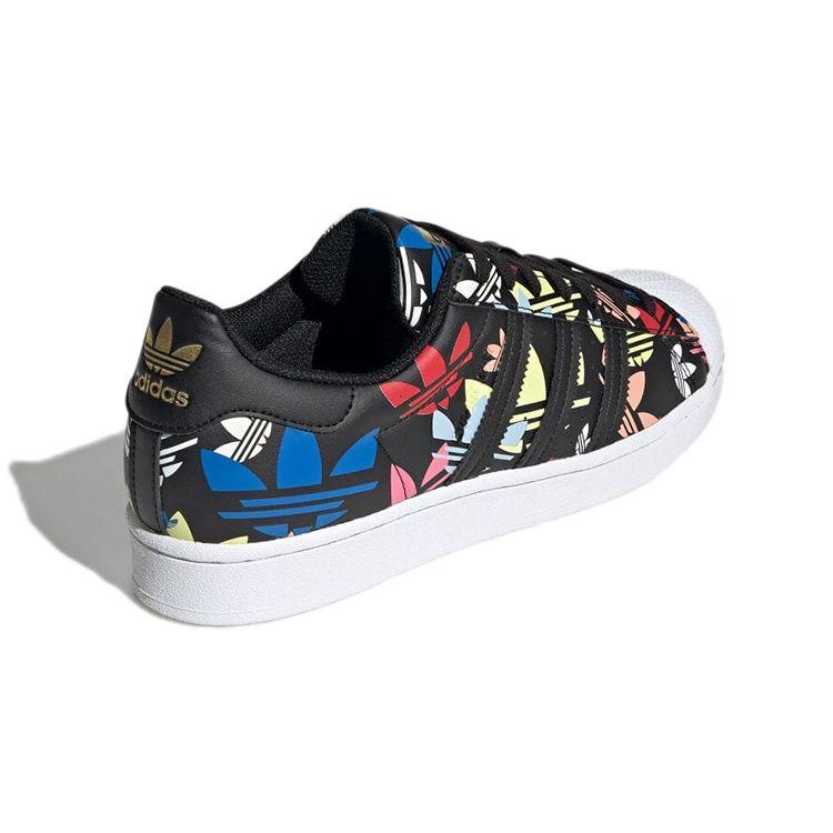 Adidas Originals Superstar Synthetic Leather Low-Top Sneakers Unisex Sneakers Black Multicolor H00182