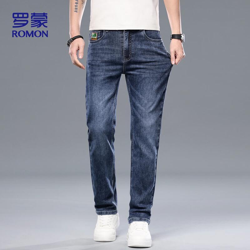 ROMON Men's 6602 Ice Silk Straight-Leg Jeans